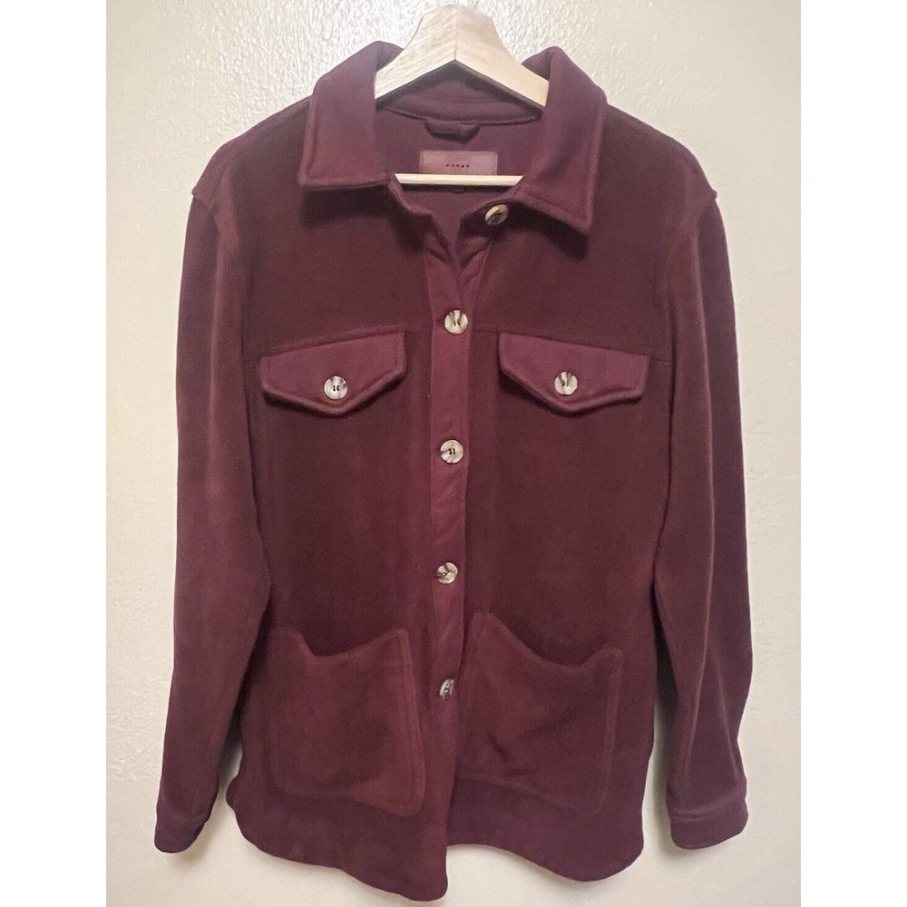 BlankNYC Fleece Jacket Shirt Shacket Burgundy Wine Red Size Medium Cozy Soft